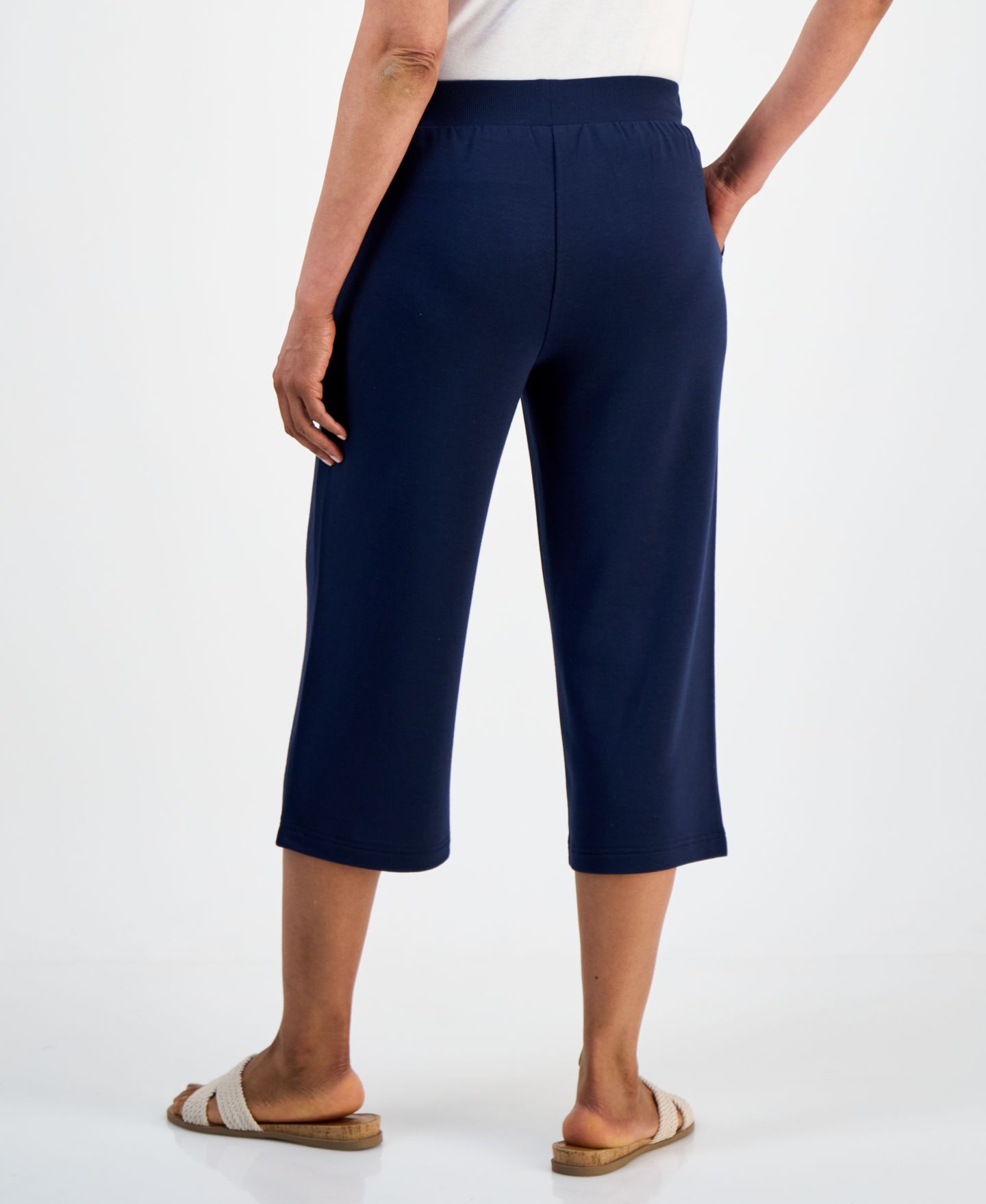 Женские брюки Style & Co Petite LuxLounge French Terry Capri, цвет: Синий — фото 2