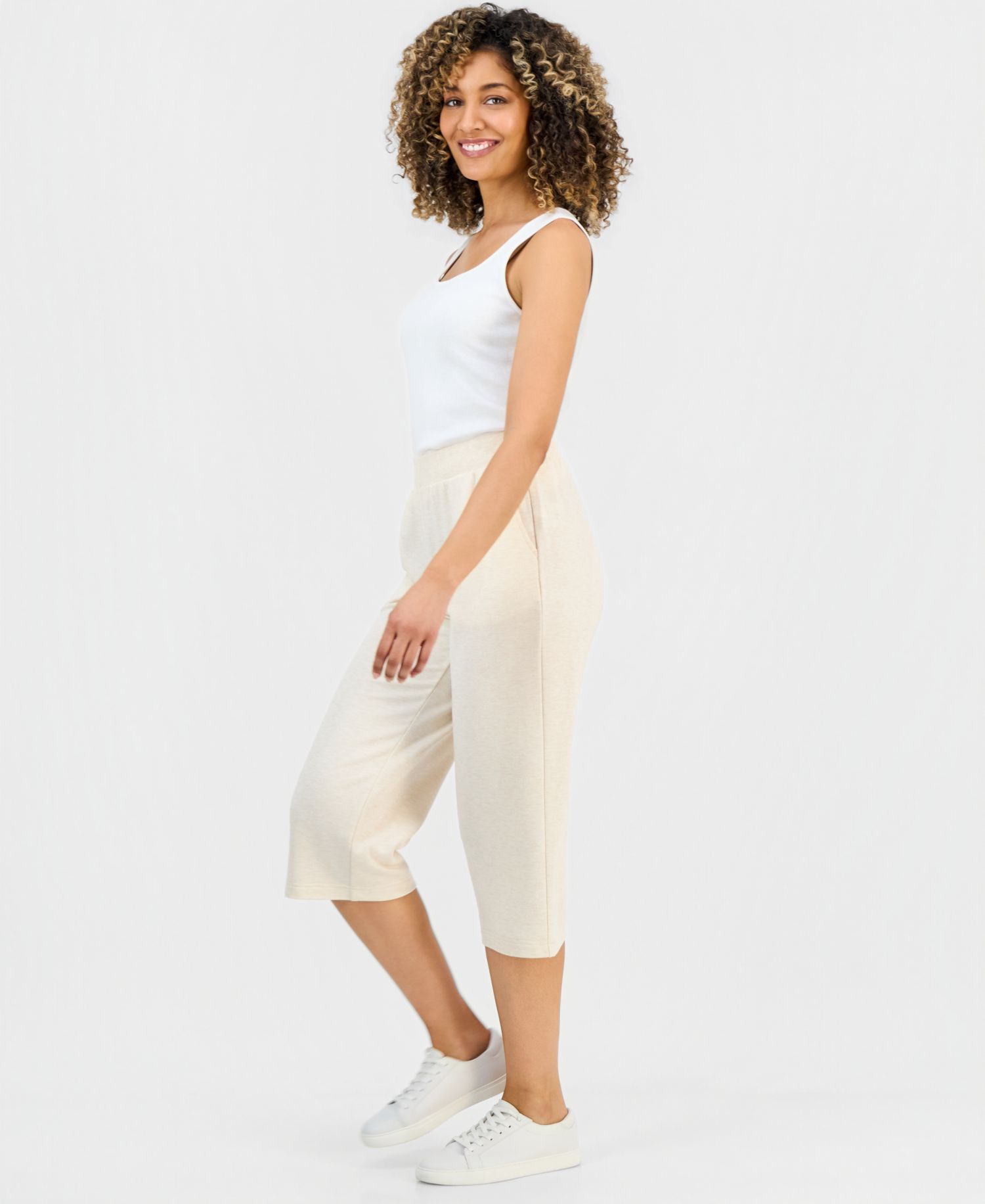 Petite LuxLounge Fleece French Terry Capri Pants