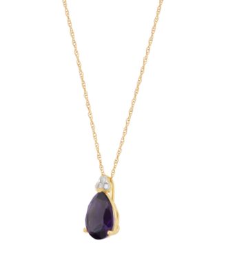 Amethyst (1-1/2 ct. t.w.) & Diamond Accent Drop Pendant Necklace in 14k Yellow Gold (Also Available in Multi-Stones)