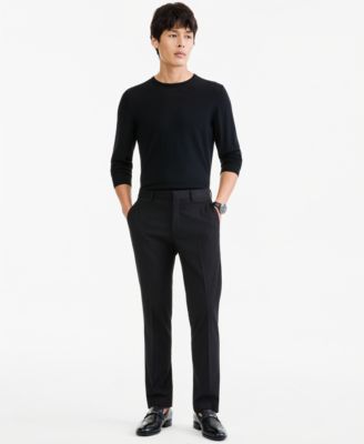 Men's Slim-Fit Black Pinstripe Techni-Cole Suit Separate Pants