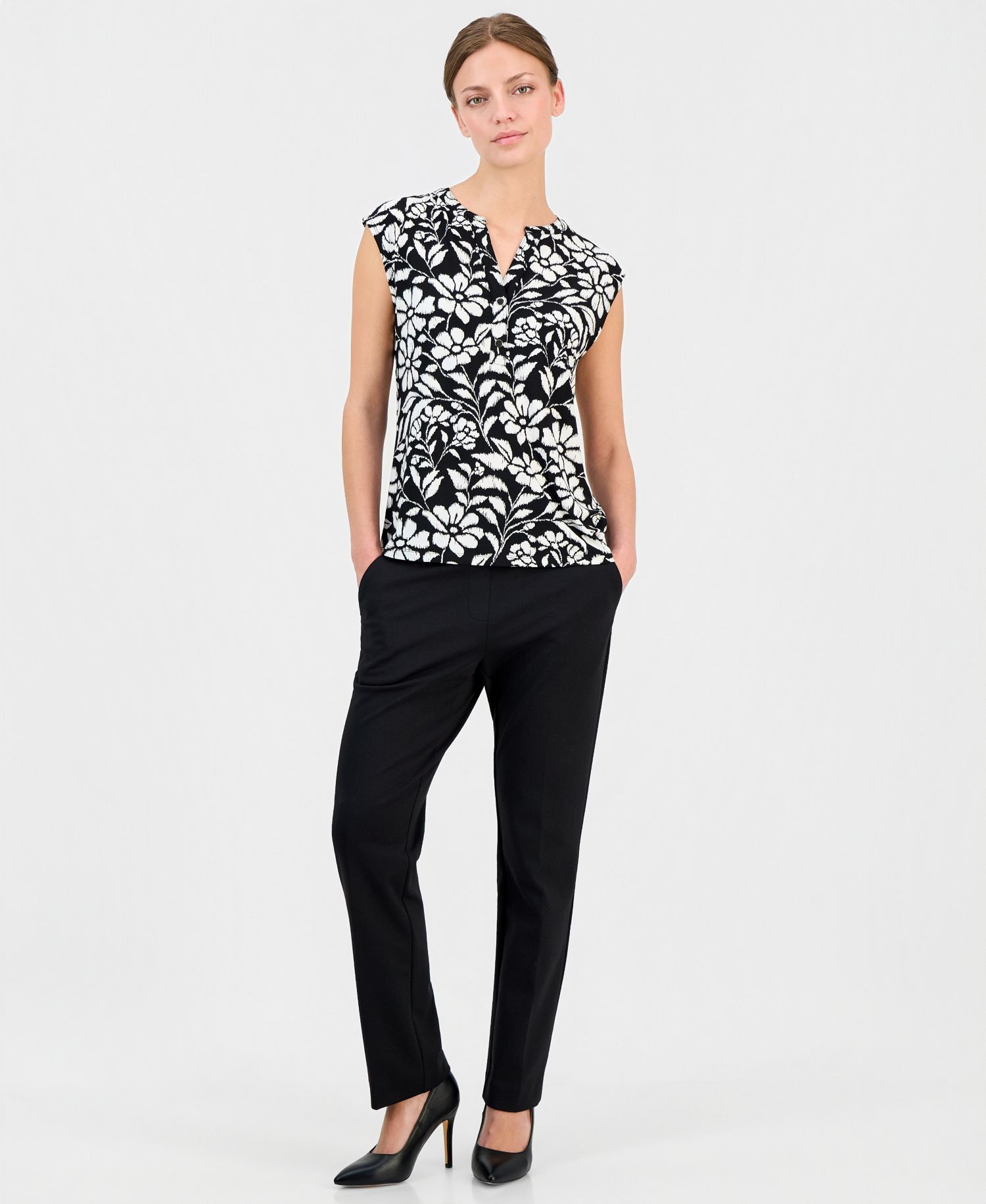 Petite Printed Short-Sleeve Top