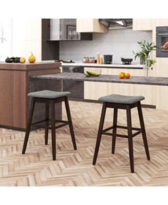 Set of 2 Swivel Bar Stools 30'' Bar Chairs w/ Padded Contoured Seat and Footrest