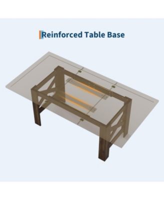 Wood Farmhouse Dining Table for 6-8, Heavy Duty Large Kitchen Table, 70.87" Long Rectangular Dining Room Tables with Strong Legs