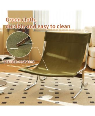 Modern Accent Chair, Upholstered Reading Chair with Metal Chrome Frame, Comfy Living Room Chair for Home Office and Bedroom