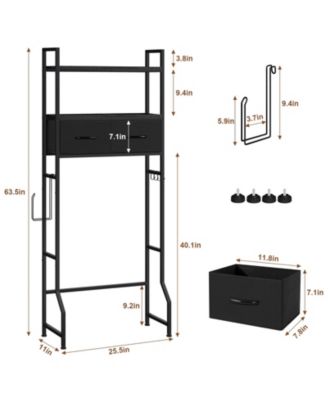 Over The Toilet Storage Cabinet Freestanding 2 Tier Shelves Fabric Drawers Tall Organizer
