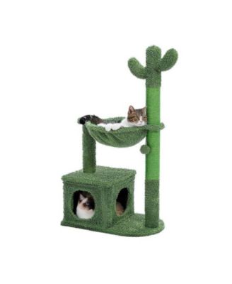 Cactus Cat Tree with Large Condo Sisal Rope, Indoor Cat Tower with Scratching Posts