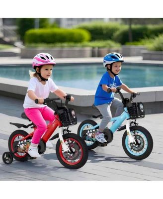12 Inch Kids Bike Adjustable with Storage Basket and Double Brake for 3-4 Years Old