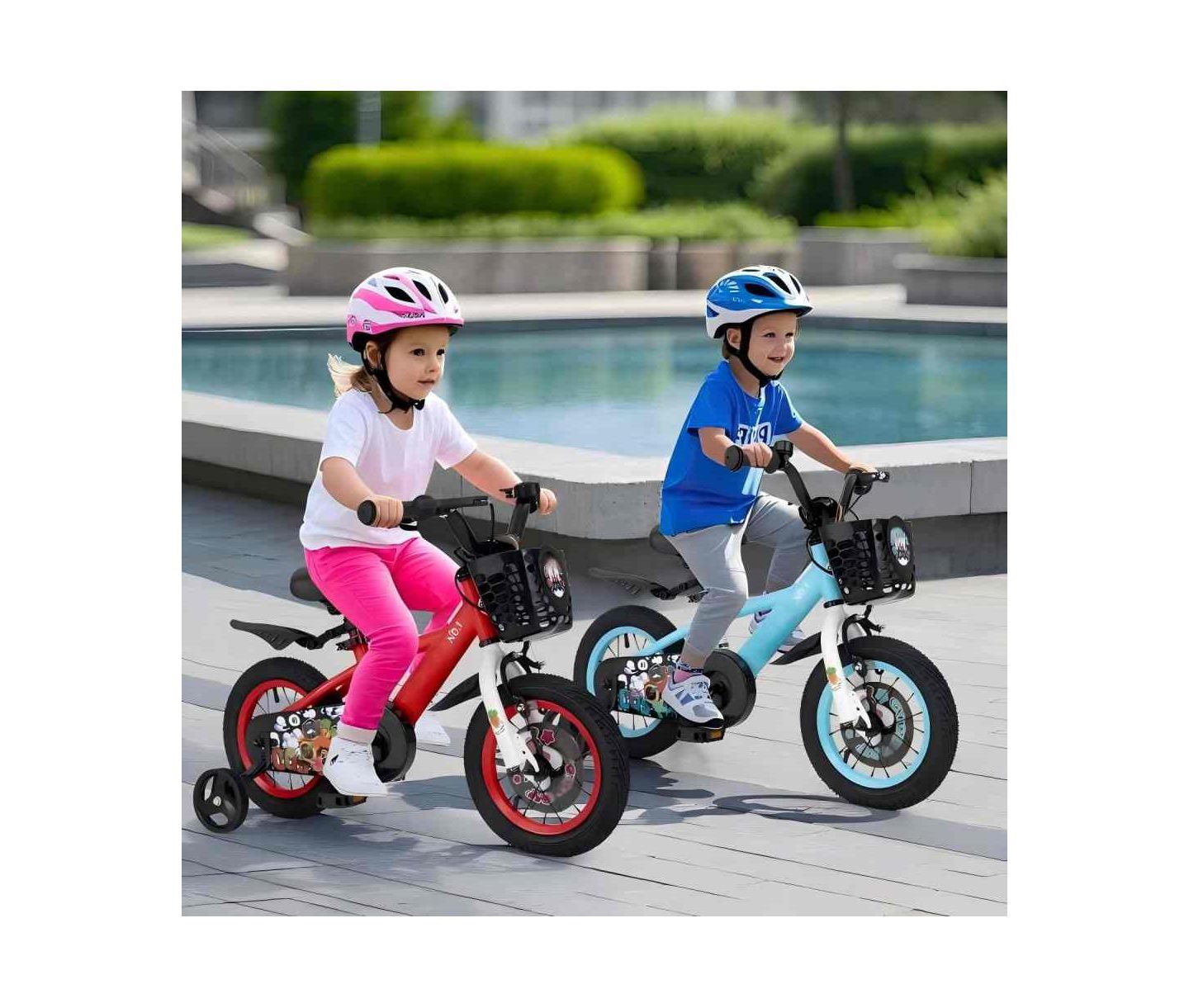 Детская игрушка HONGGE 12-Inch Steel Kids Bike with Adjustable Seat and Storage Basket, Ages 3-4, цвет: Красный — фото 4