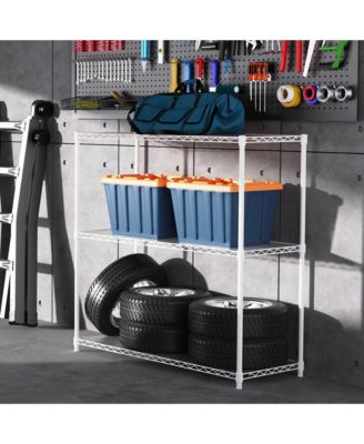 3 Tier Wire Shelving Unit, Heavy Duty Metal Rack, Adjustable Shelves Organizer Rack with Shelf Liners, 1050 LBS Capacity for Garage - White
