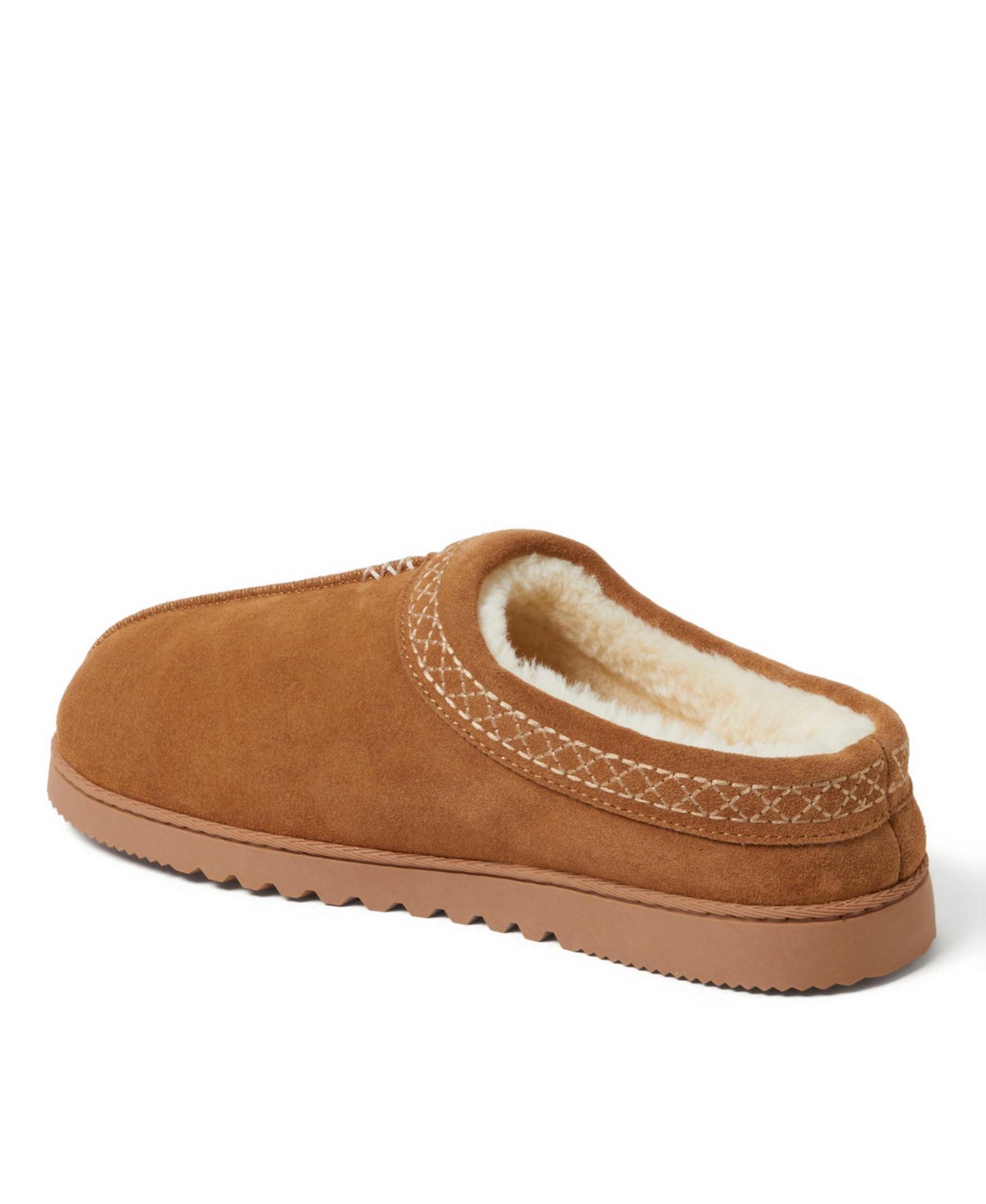 Мужские тапочки Dearfoams Dean Genuine Suede Clog Slipper with Embroidery, цвет: Каштановый — фото 6