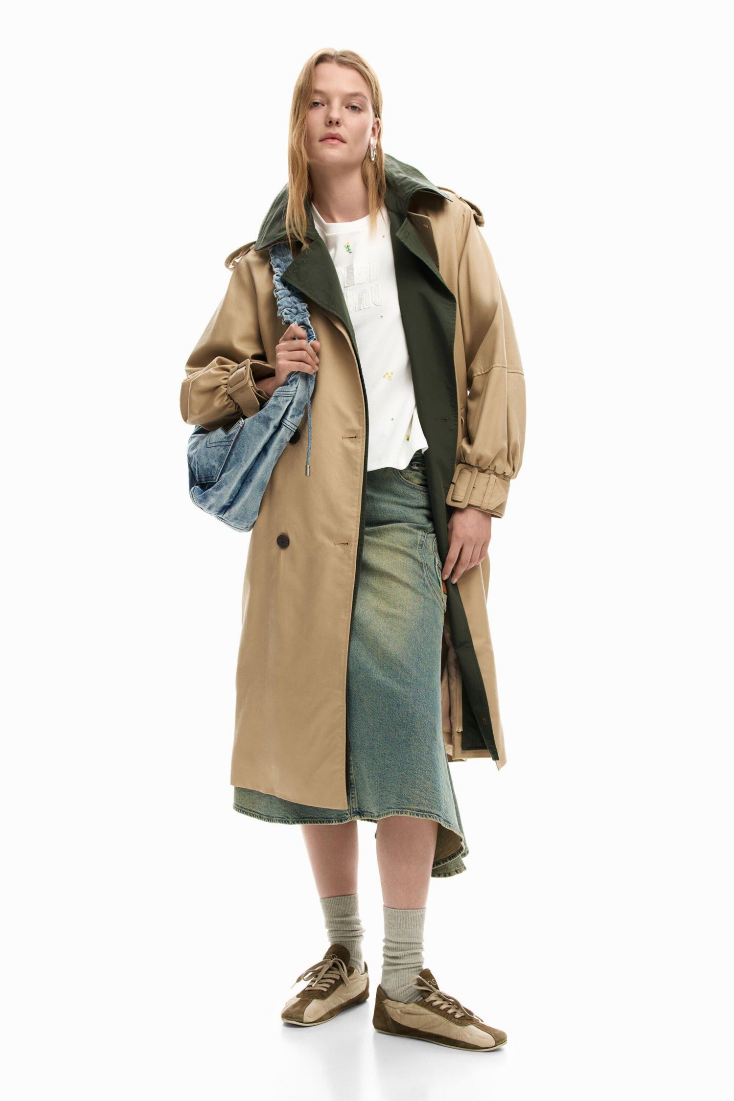Women's Detachable Two-Tone Trench Coat