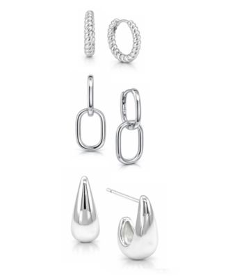 Oblong Post + J Hoop+ Hinge Hoop Earrings Set