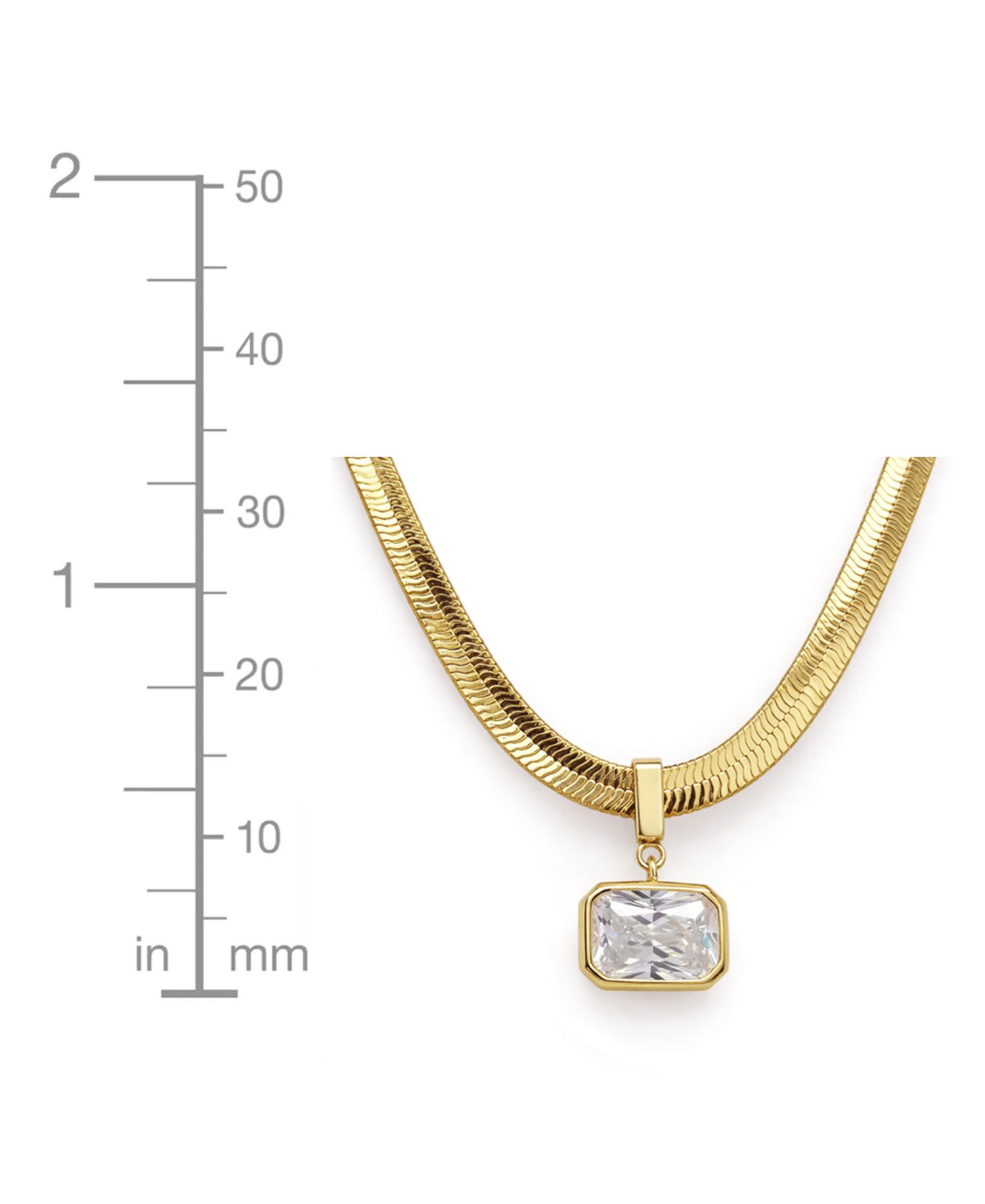 Clear Cubic Zirconia Herringbone Chain Necklace