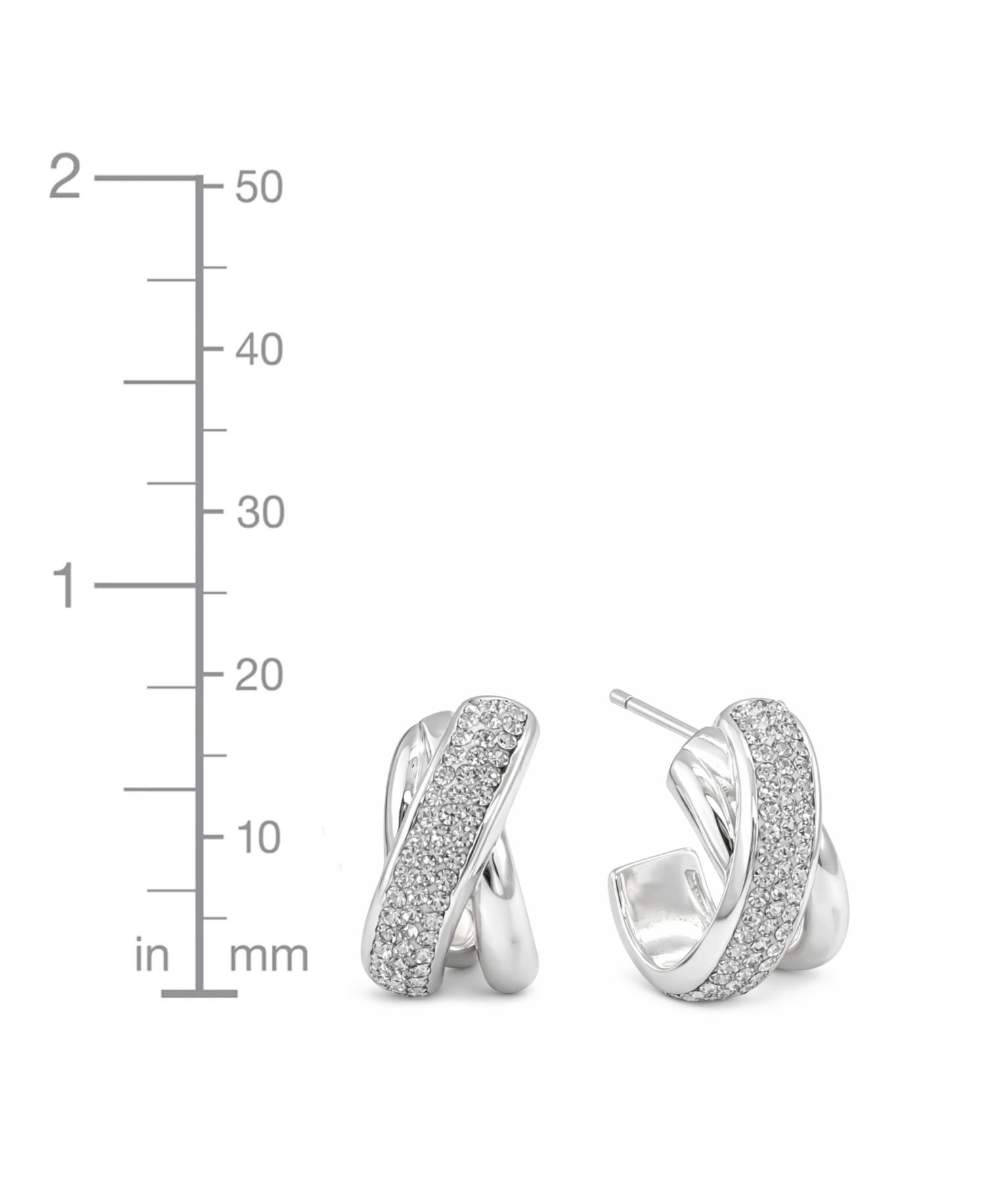 Clear Crystal X Center C Hoop Post Earrings