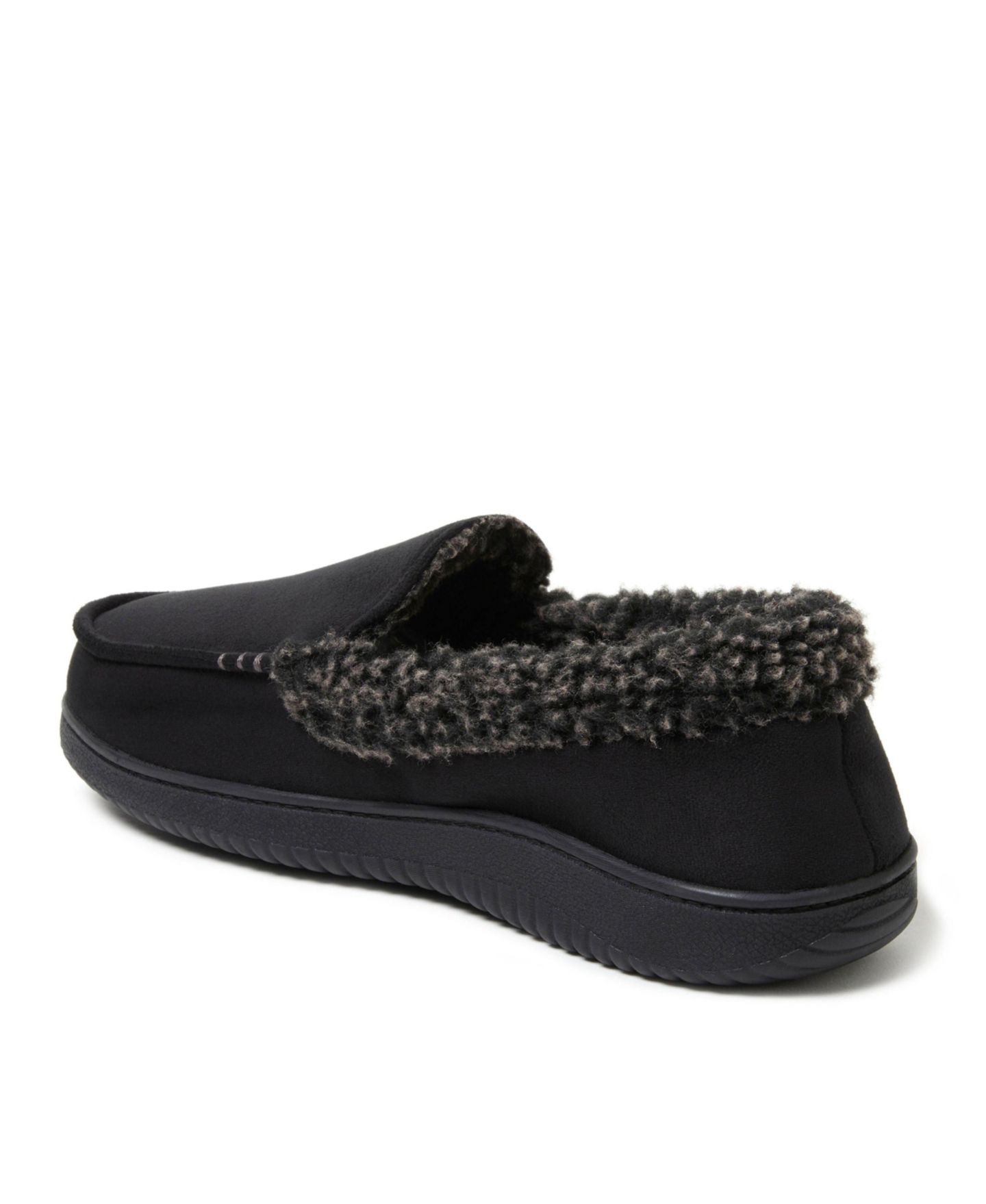 Мужские тапочки Dearfoams Alexander Microsuede Moccasin House Shoe Slipper, цвет: Чёрный — фото 7