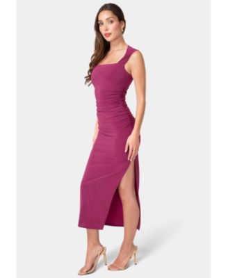 Women's Square Neck High Slit Midi Dress