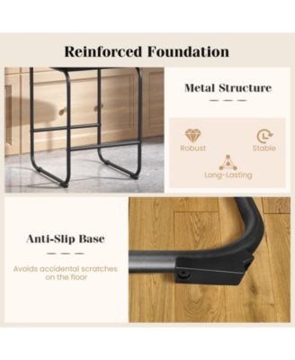 Set of 2 Counter Height Bar Stools 26'' Counter Stools w/ Metal Frame and Footrest