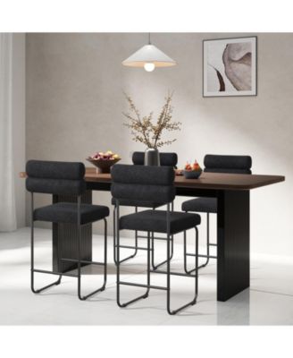 Set of 4 Counter Height Bar Stools 26'' Counter Stools w/ Metal Frame and Footrest