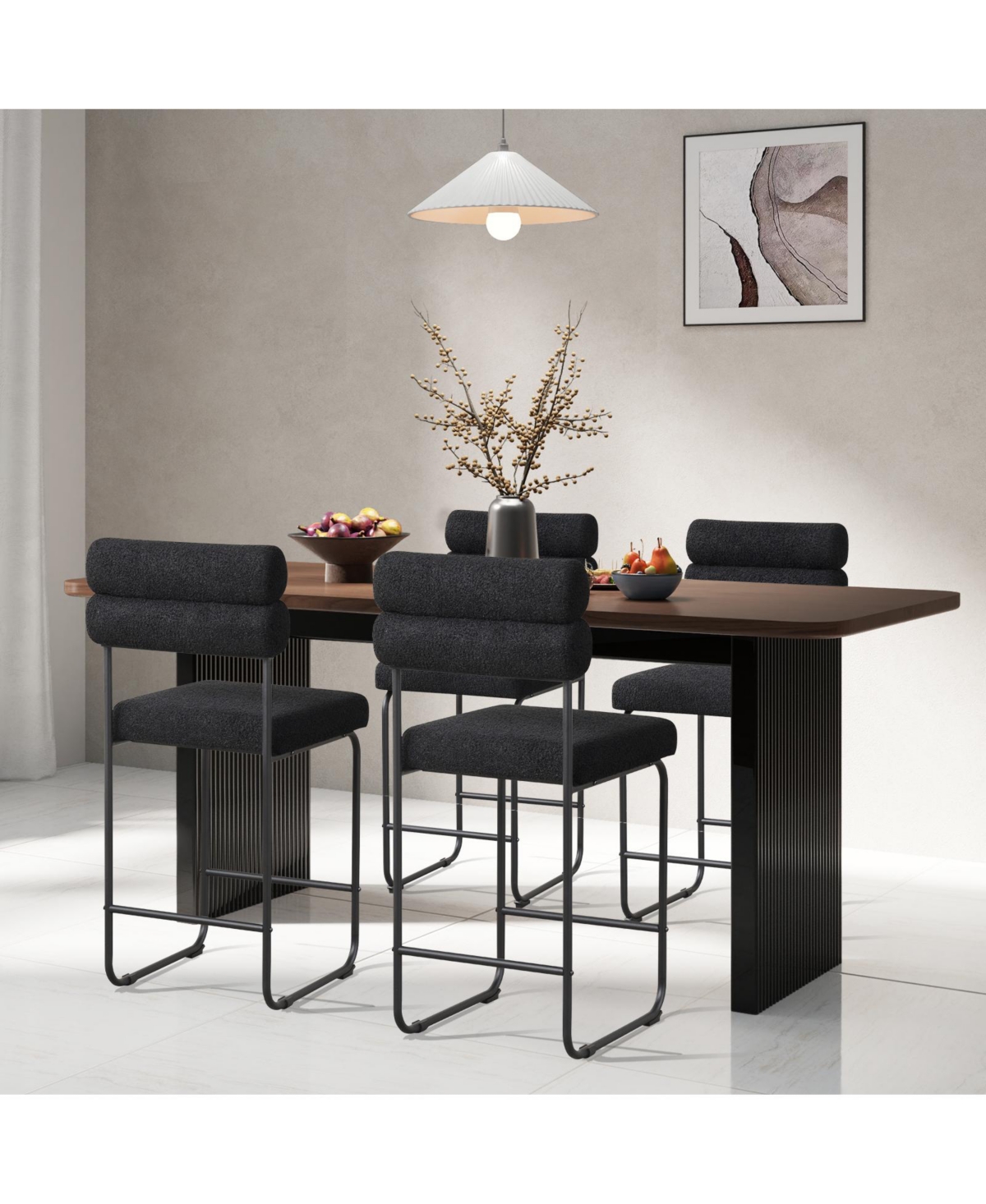 Gymax Set of 4 Counter Height Bar Stools 26'' w/ Metal Frame and Footrest