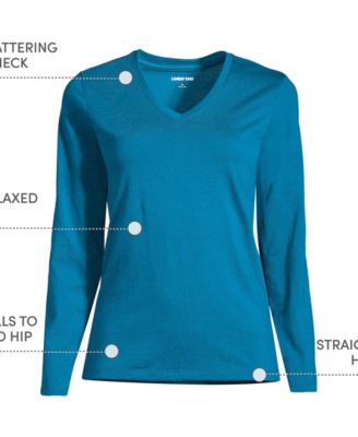Plus Size Supima Cotton Long Sleeve V-Neck T-Shirt