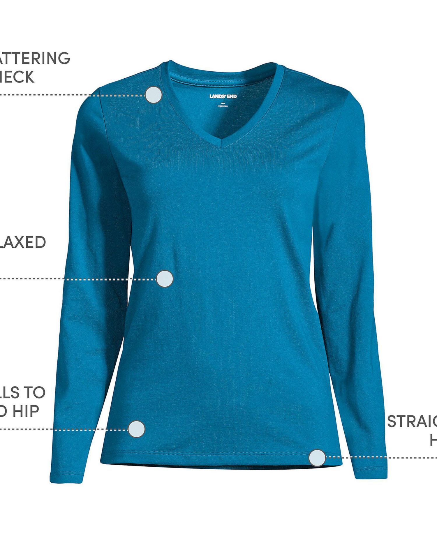 Plus Size Supima Cotton Long Sleeve V-Neck T-Shirt