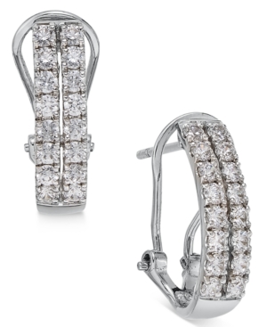 image of Diamond Two-Row Hoop Earrings (1 ct. t.w.) in 14k White Gold