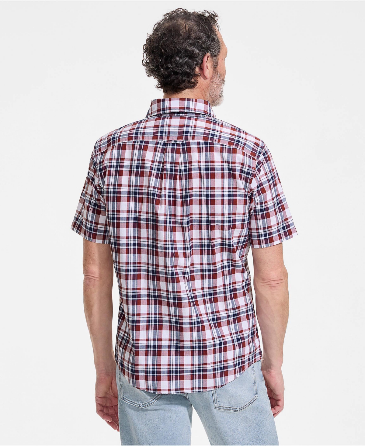 Lands' End Men's Traditional Fit Short Sleeve Madras Shirt