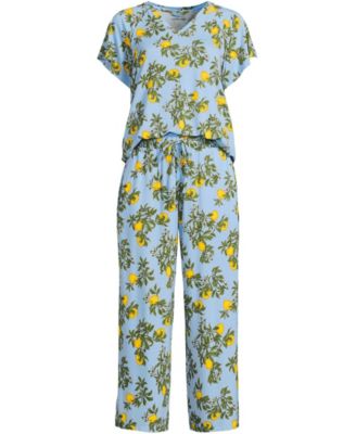 Plus Size Cooling Pajama Set - Short Sleeve Top and Crop Pants