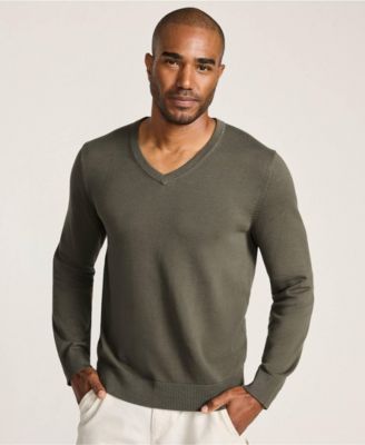 Men's Fine Gauge Cotton V Neck Sweater
