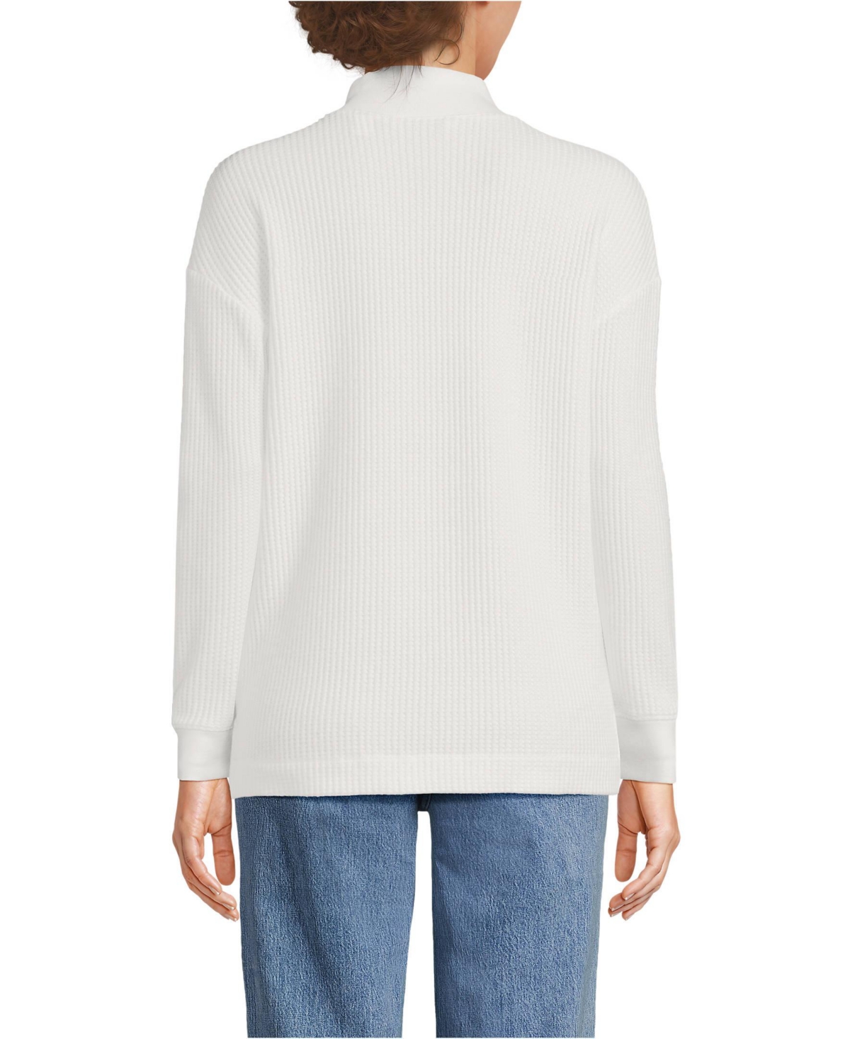 Lands' End Women's Long Sleeve Waffle Shawl Collar Henley