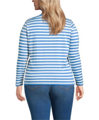 Plus Size Supima Cotton Long Sleeve V-Neck T-Shirt