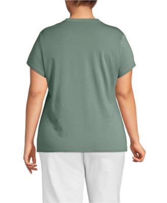 Plus Size Lightweight Jersey Button Pintuck Top