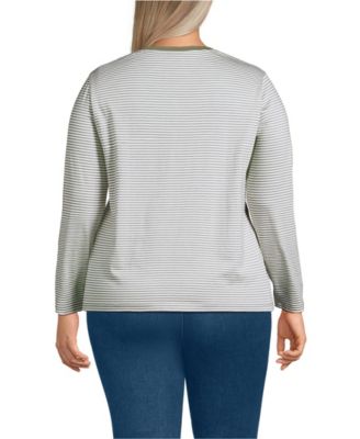 Plus Size Supima Cotton Long Sleeve V-Neck T-Shirt