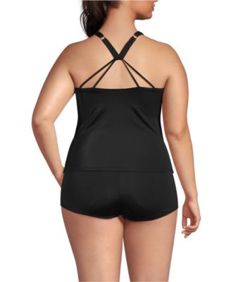 Women's Tugless High Neck Strappy Back Tankini Top