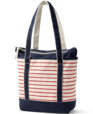 Medium Print 5 Pocket Zip Top Long Handle Canvas Tote Bag