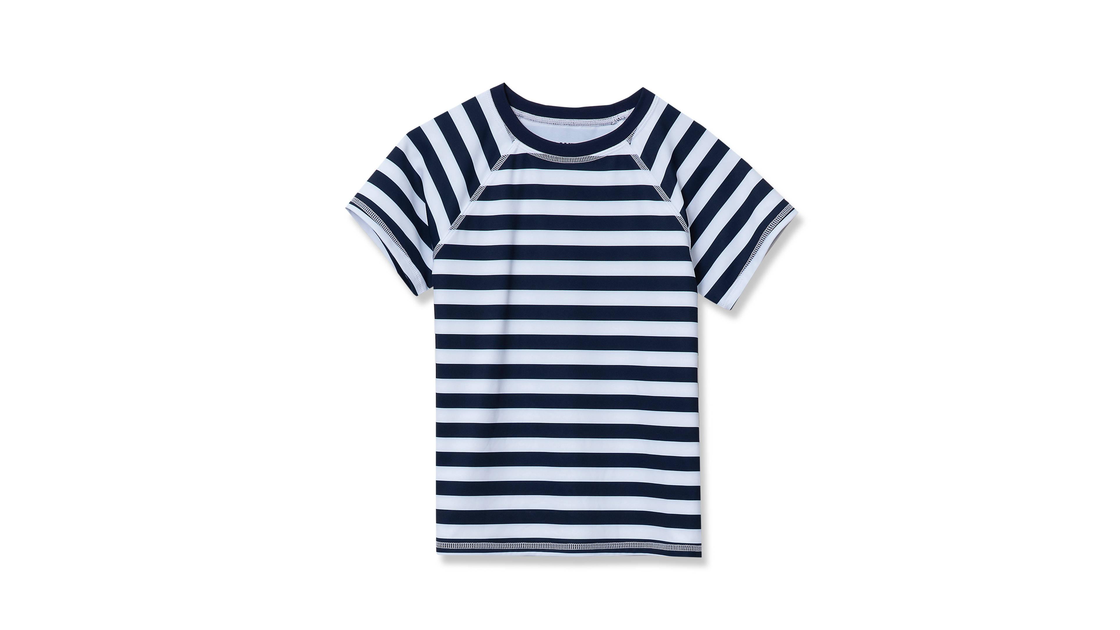 Lands' End Girls Slim Short Sleeve Crew Neck Swim Rash Guard