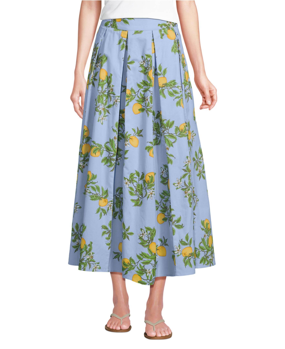 Lands' End Women's Poplin Godet Maxi Skirt - Set Bottom