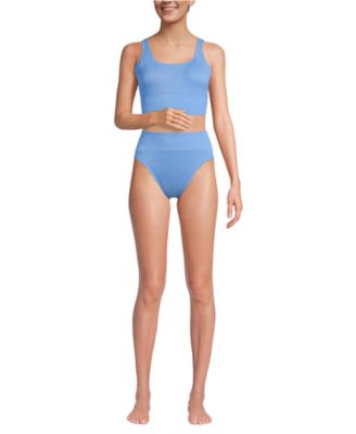 Women's Tugless Ribbed Midkini and High Waisted Bottom Swimsuit Set