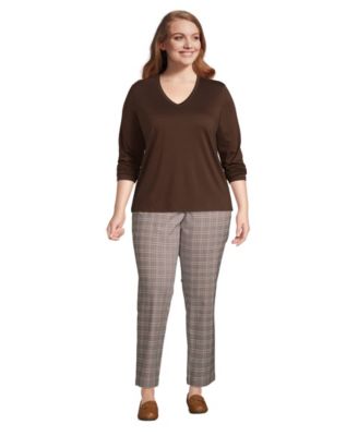 Plus Size Supima Cotton Long Sleeve V-Neck T-Shirt