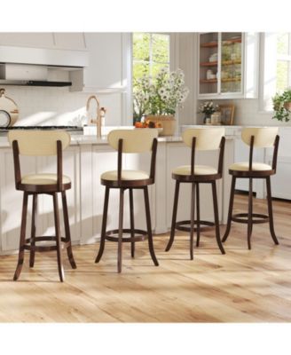30.5'' Bar Height Chairs Set of 4 Swivel High Barstool w/ Padded Seat and Backrest