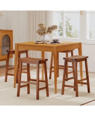 Saddle-Seat Counter Height Stools Set of 4 Backless Barstools w/ Curved Seat
