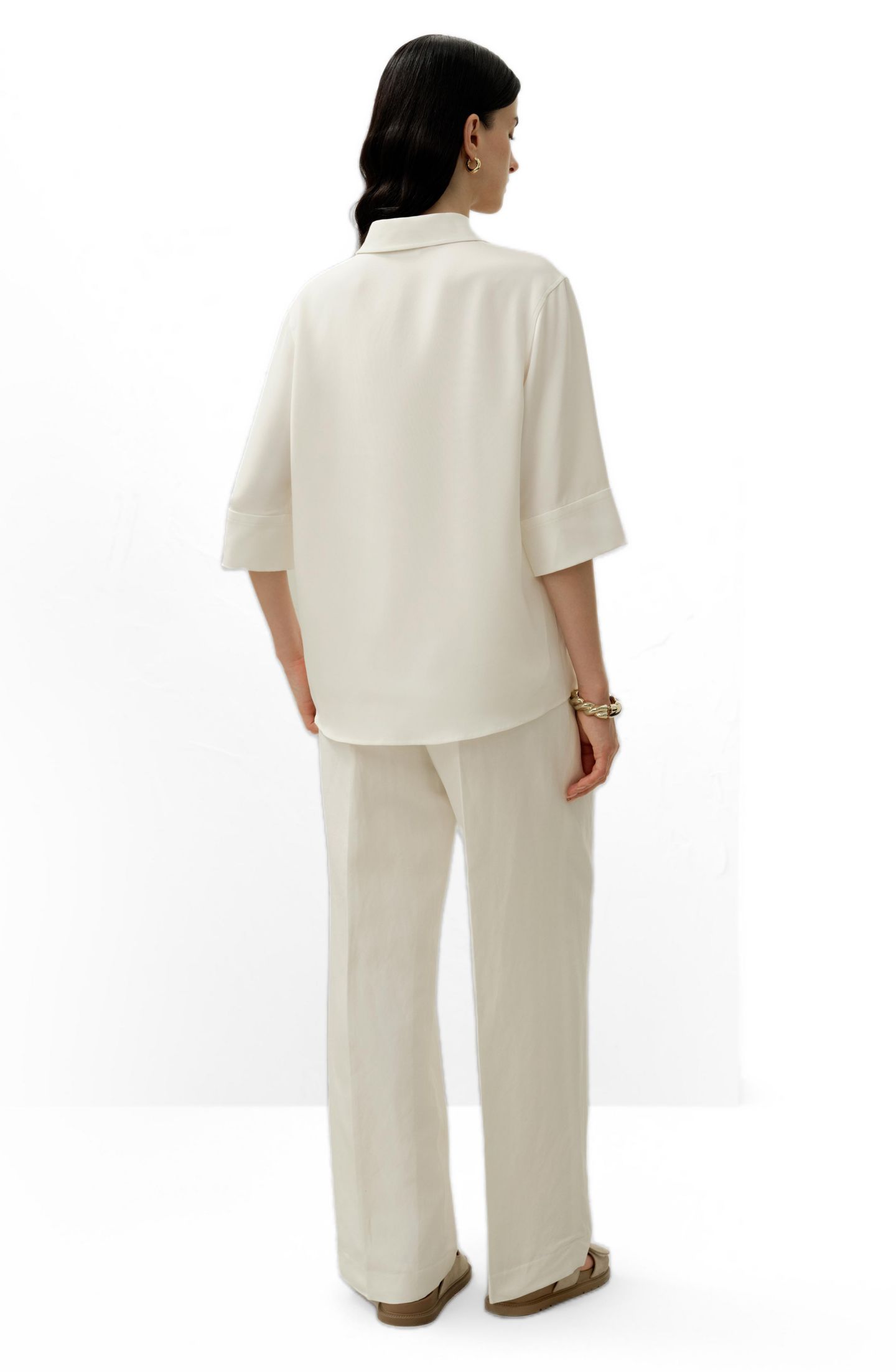 Женская рубашка LILYSILK Heavy Silk Crepe Relaxed Half-Sleeve — фото 7