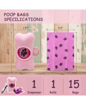 Dog Poop Bag Dispenser with Carabiner Lavender Scented Leak-Proof Bags