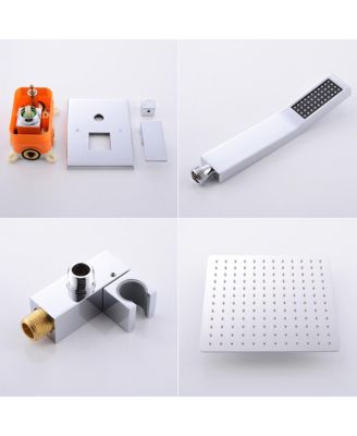 Bathroom Luxury Rain Mixer Combo Set Wall Mounted Rainfall Shower Head System Polished Chrome, Contain Faucet Rough-in Valve Body and Trim