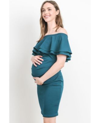 Maternity Off-the-Shoulder Bodycon Ruched Mini Dress