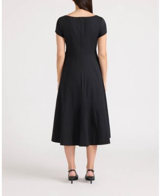 Women's Poplin Cap-Sleeve Paneled Dress
