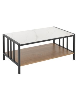 White Coffee Table 2 Tier Sintered Stone Tabletop