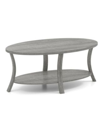 Oval Coffee Table 2 Tier Storage Shelf