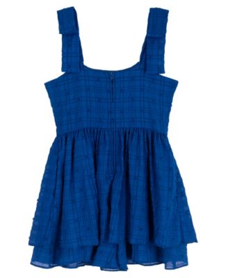 Girls' 7-16 Chiffon Clipdot Ruched Sleeveless Romper Dress 