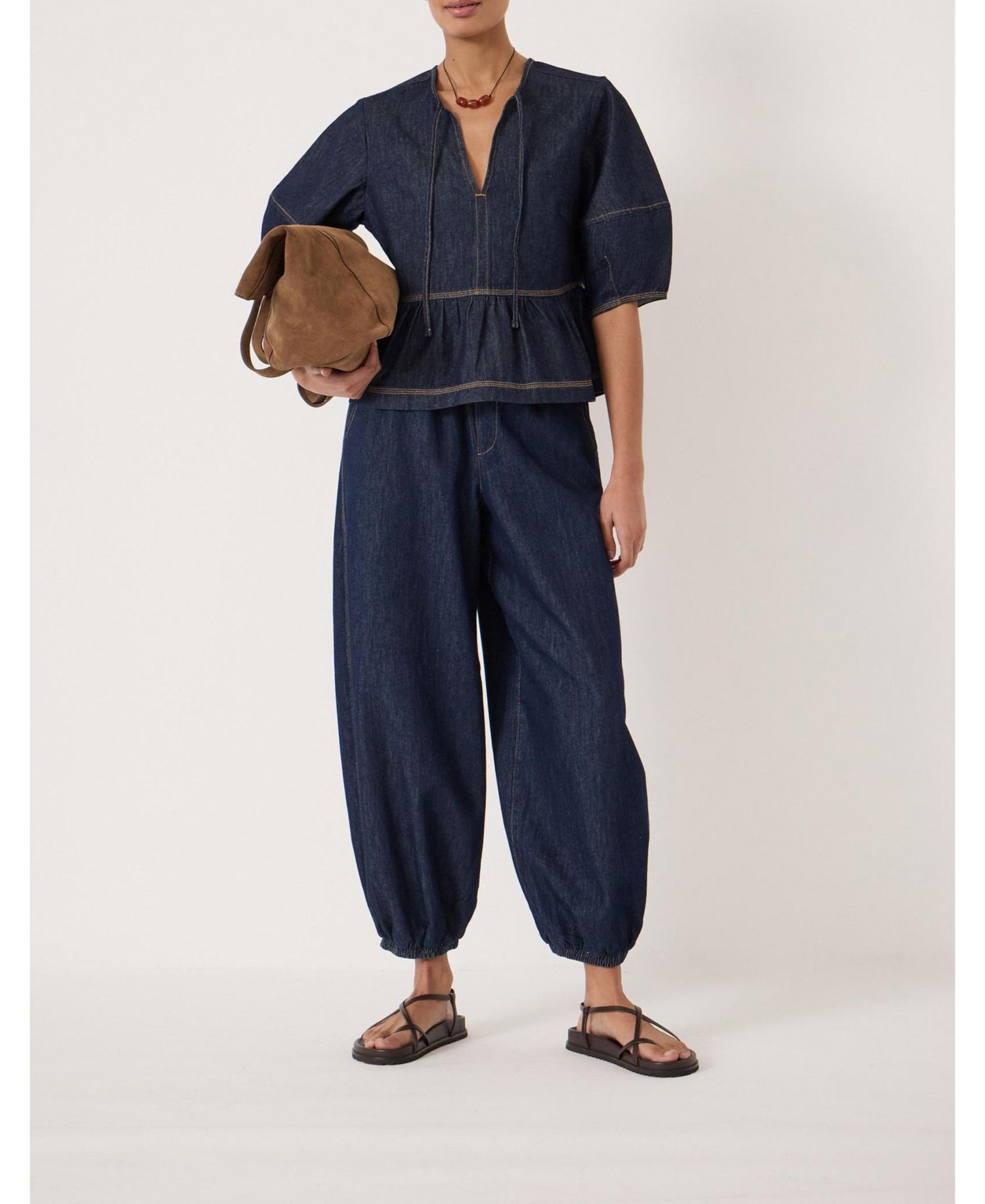 Women's Betty Barrel Sleeve Denim Top